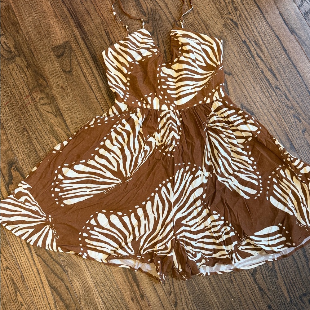 Hutch Lynn flowy romper Brown and Cream Zebra Print - Picture 2 of 3